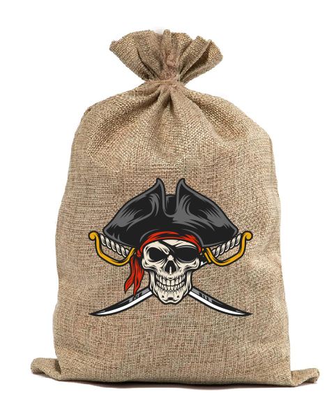 BB03 Pirate Skull Burlap Bag