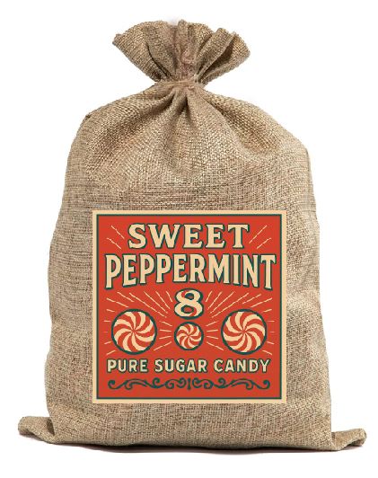 BUR09 Sweet Peppermint Burlap Bag
