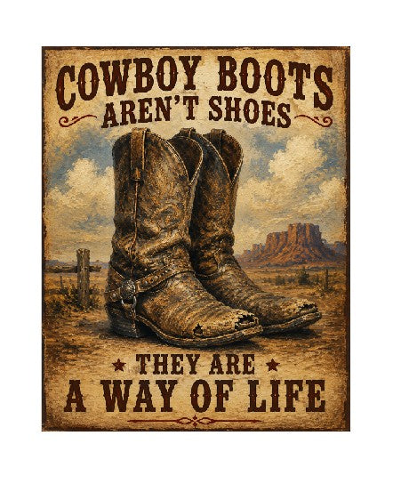 Vintage Style Metal Sign Cowboy Boots MS868