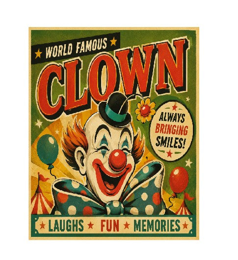 MS444 Vintage Style Metal Sign World Famous Clown