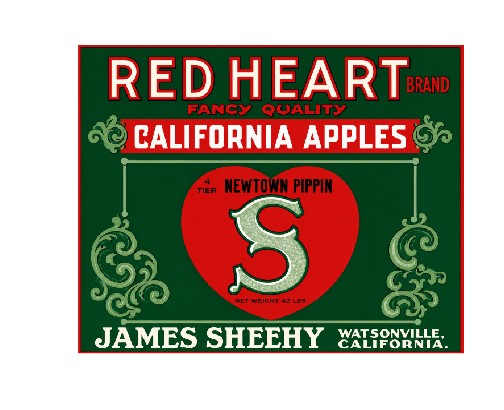 MS139 Crate Label Vintage Style Sign Metal Wall Deco Apples Red Heart