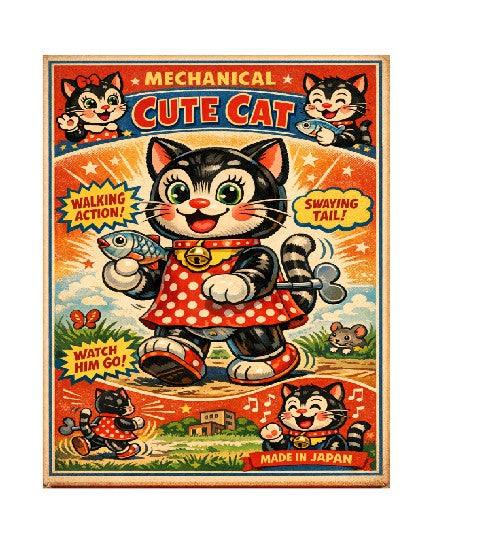 MS217 Vintage Style Tin Toy Metal Sign Cute Cat
