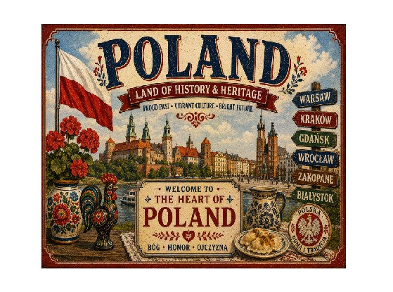 MS681 Vintage Style Metal Sign Poland