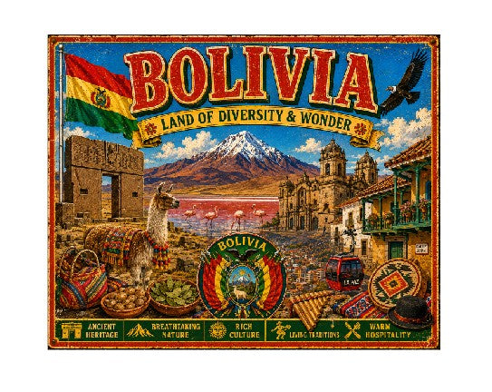 MS713 Vintage Style Metal Sign Bolivia