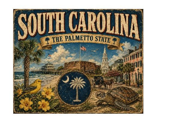 MS647 Vintage Style Metal Sign South Carolina