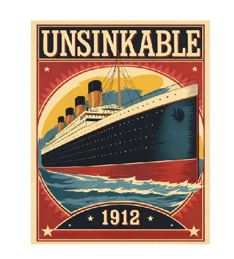 MS301 Vintage Style Metal Sign Titanic Unsinkable