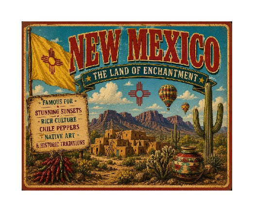 MS633 Vintage Style Metal Sign New Mexico