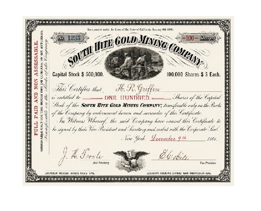 MS331 Vintage Style Metal Sign Mining Company Stocks South Hite