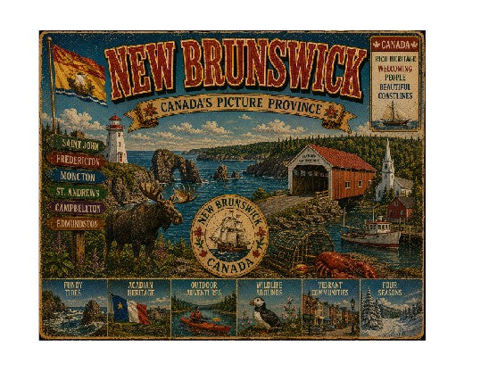 MS755 Vintage Style Metal Sign New Brunswick Canada