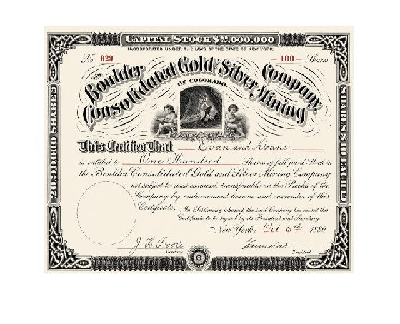 MS333 Vintage Style Metal Sign Mining Company Stocks Boulder Consolidated