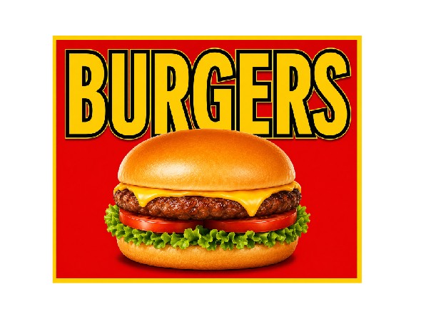 MS726 Vintage Style Metal Sign Hamburger