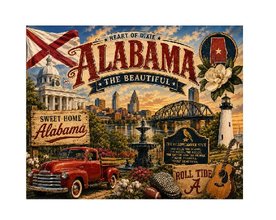 MS587 Vintage Style Metal Sign Alabama