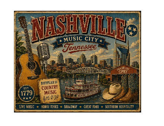 MS762 Vintage Style Metal Sign Nashville