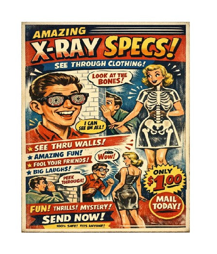 MS256 Vintage Style Metal Sign X-Ray Glasses