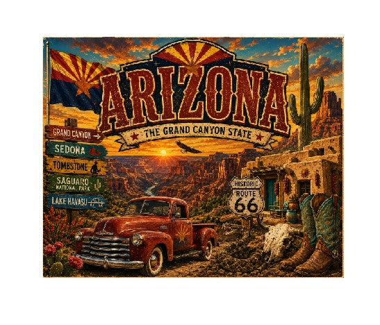 MS591 Vintage Style Metal Sign Arizona