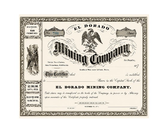 MS328 Vintage Style Metal Sign Mining Company Stocks El Dorado