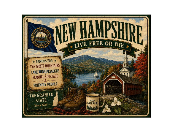 MS630 Vintage Style Metal Sign New Hampshire