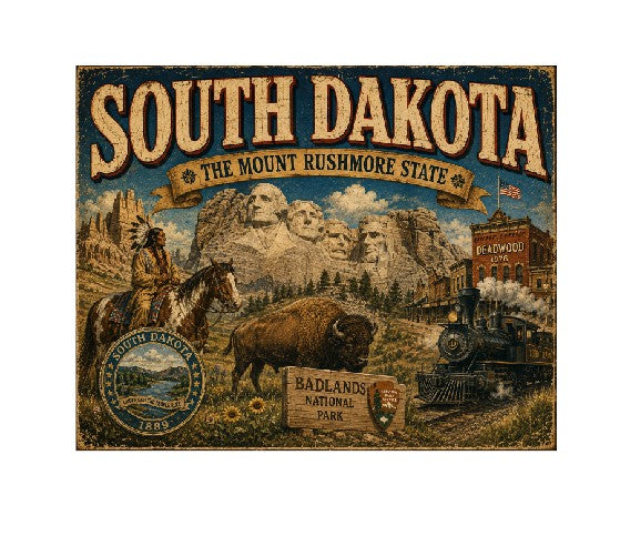 MS648 Vintage Style Metal Sign South Dakota