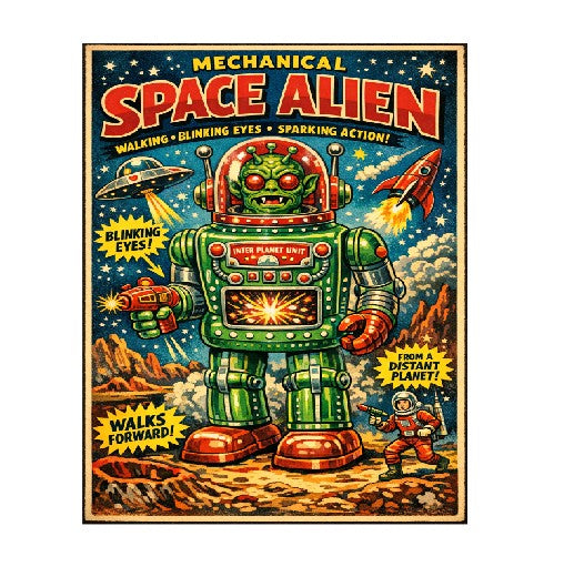 MS200 Vintage Style Tin Toy Metal Sign Space Alien