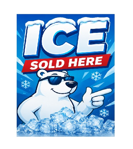 MS437 Vintage Style Metal Sign Ice Sold Here Polar Bear