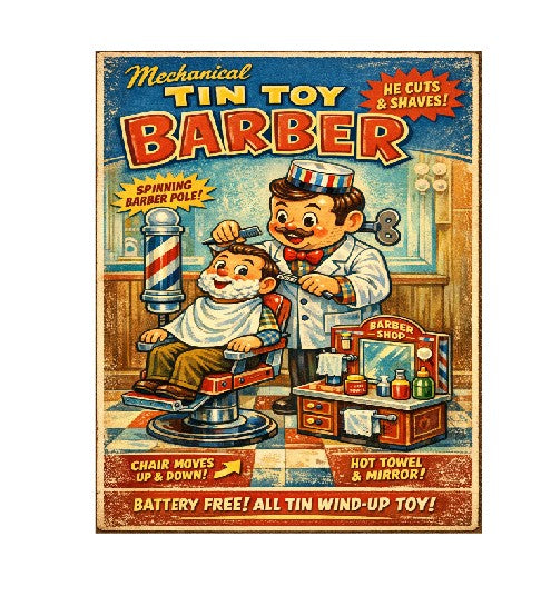 MS195 Vintage Style Tin Toy Metal Sign Barber