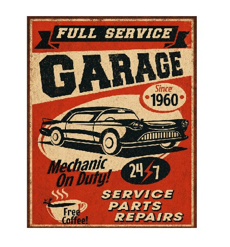 MS227 Vintage Style Metal Sign Garage