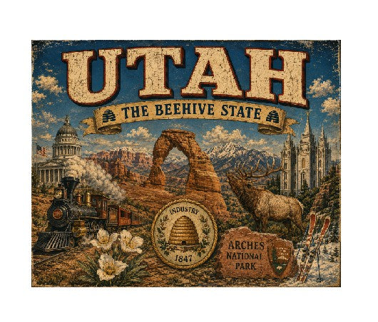 MS653 Vintage Style Metal Sign Utah