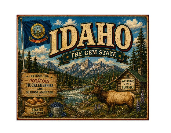 MS604 Vintage Style Metal Sign Idaho