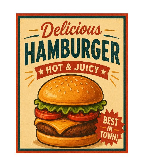 MS291 Vintage Style Metal Sign Hamburger Sign