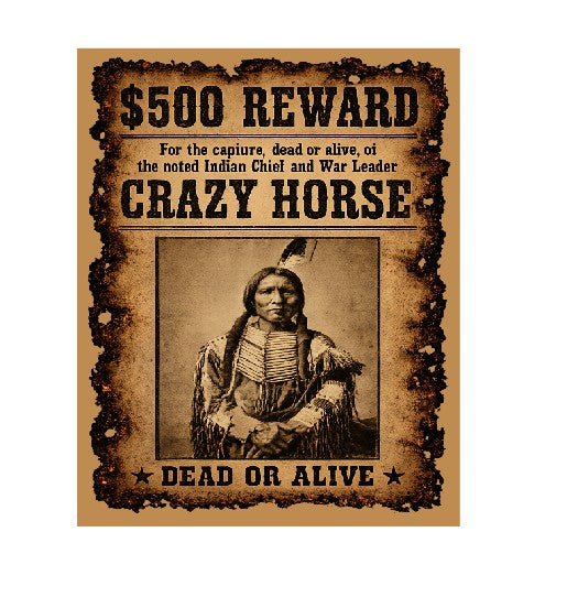 MS504 Vintage Style Metal Sign Wanted Crazy Horse