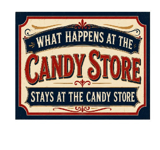 MS431 Vintage Style Metal Sign What Happens in the Candy Store
