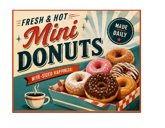 MS470 Vintage Style Metal Sign Donuts