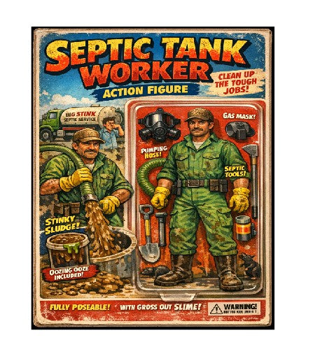 MS354 Retro Style Funny Metal Sign The Septic Tank Worker