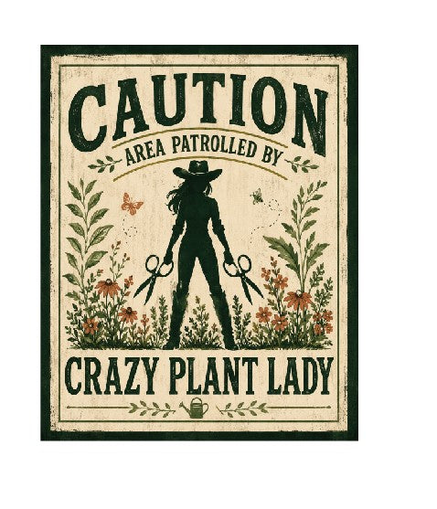 MS416 Vintage Style Metal Sign Crazy Plant Lady