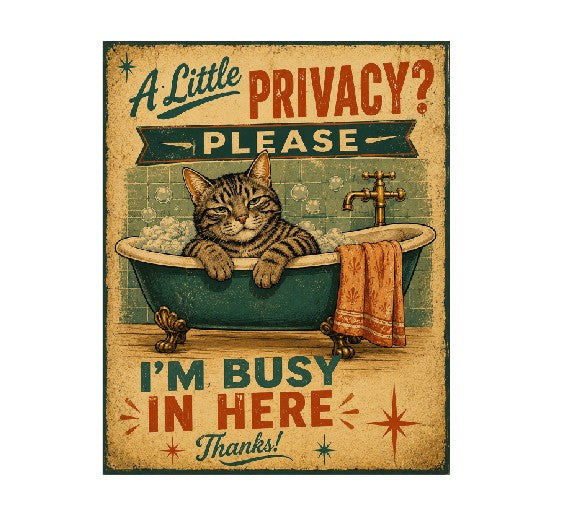 MS487 Vintage Style Metal Sign Funny Cat Sign