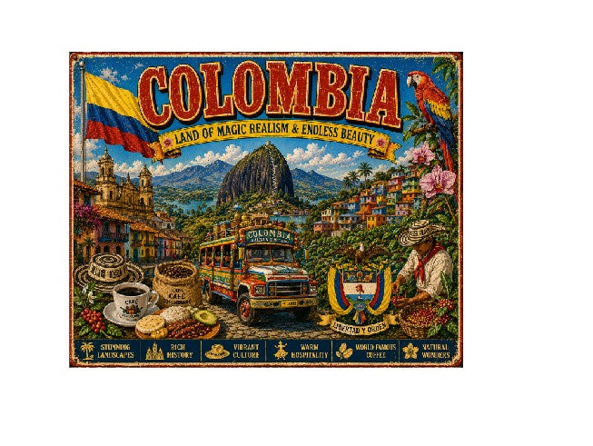 MS719 Vintage Style Metal Sign Colombia