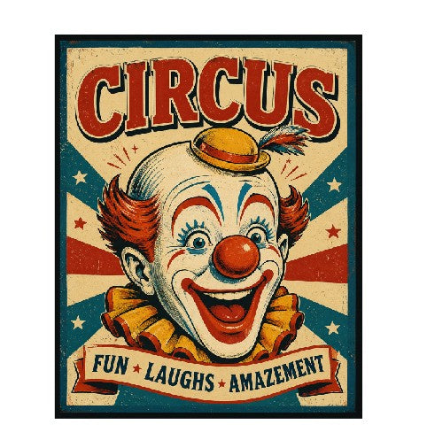 MS442 Vintage Style Metal Sign Circus Clown