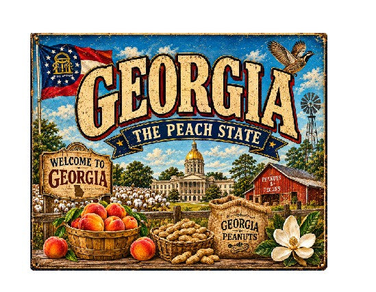 MS601 Vintage Style Metal Sign Georgia