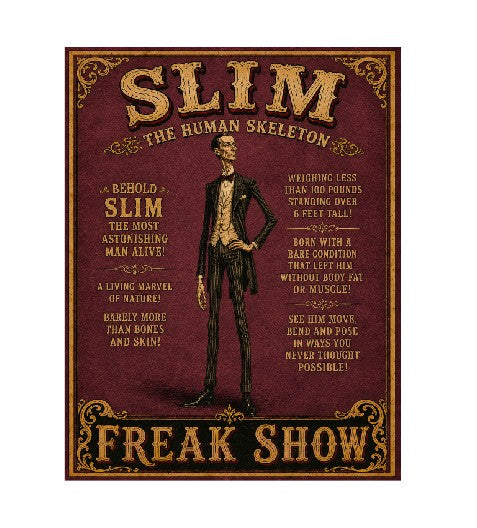 MS845 Vintage Style Metal Sign Slim The Human Skeleton