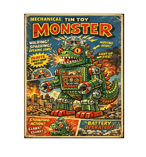MS199 Vintage Style Tin Toy Metal Sign Monster