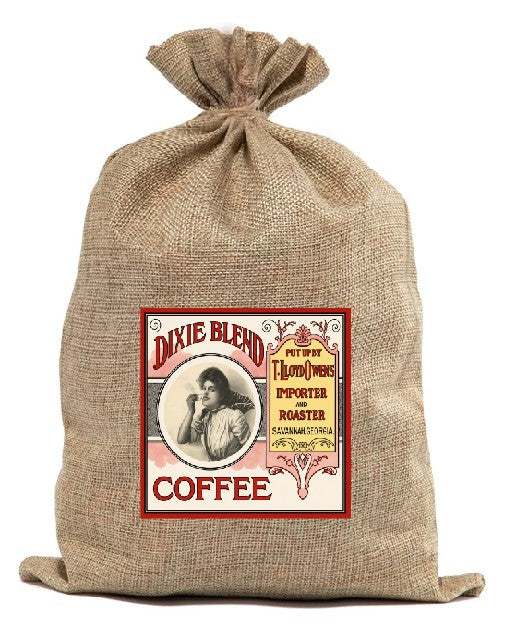 BUR50 Burlap Bag Vintage Style Bag Coffee Dixie Blend