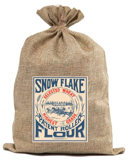 BUR44 Burlap Bag Vintage Style Bag Flour Snow Flake BUR44