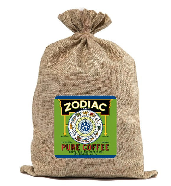 BUR45 Burlap Bag Vintage Style Bag Coffee Zodiac