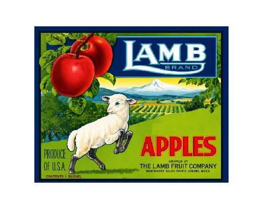 MS144 Crate Label Vintage Style Sign Metal Wall Deco Apples Lamb Brand