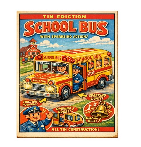 MS212 Vintage Style Tin Toy Metal Sign School Bus