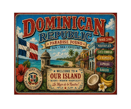 MS691 Vintage Style Metal Sign Dominican Republic