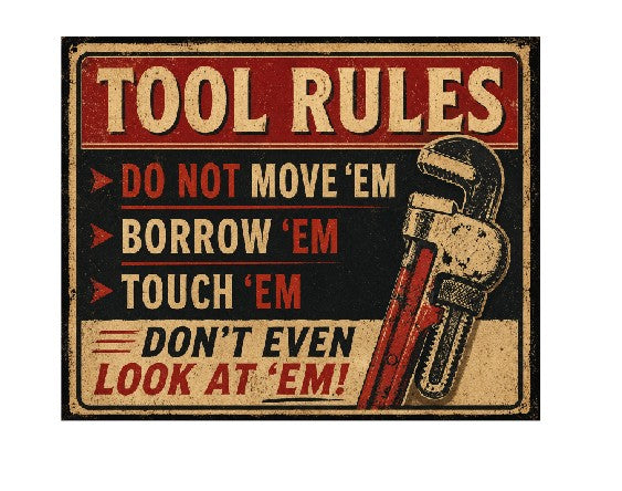 MS512 Vintage Style Metal Sign Tool Rules