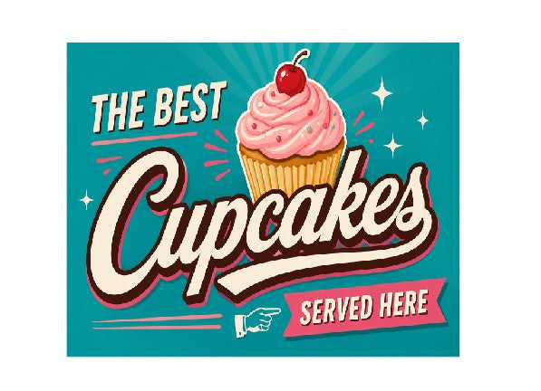MS440 Vintage Style Metal Sign Cupcakes