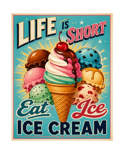 MS441 Vintage Style Metal Sign Ice Cream