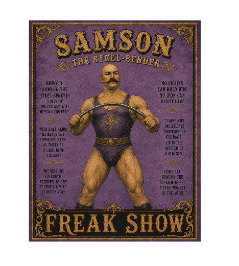 MS843 Vintage Style Metal Sign Samson The Steel Bender
